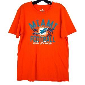 MIAMI DOLPHINS Shirt Adult Medium Orange GO FINS Spell Out FANATICS NFL Football